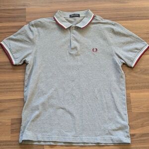 Fred Perry Gray Polo with Red Trim